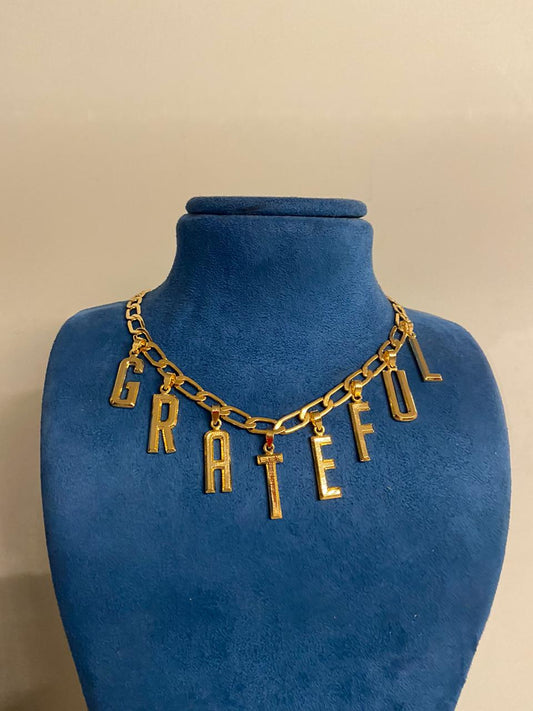 Gold word power GRATEFUL Necklace