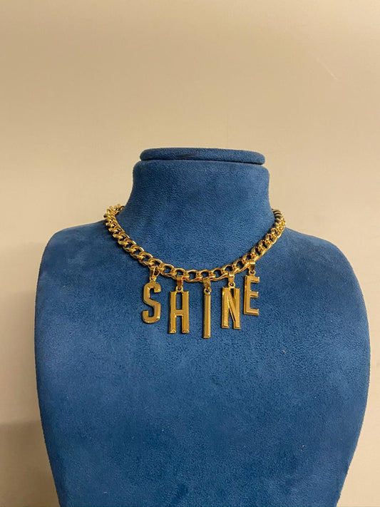 Gold word power SHINE Necklace