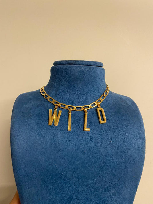 Gold word power WILD Necklace