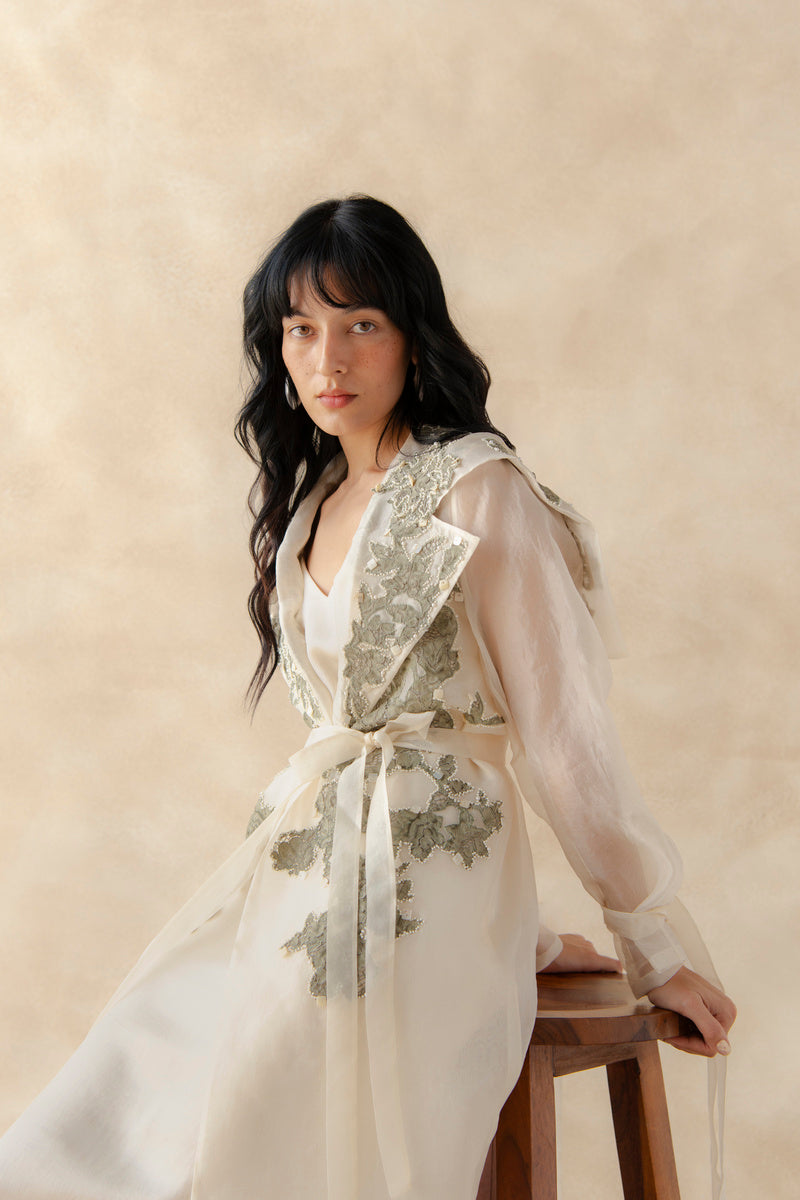 Organza Trench Coat With Slip Inner