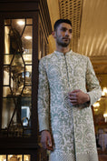 Load image into Gallery viewer, Embroidered Sherwani with Sage Kurta and White Salwar

