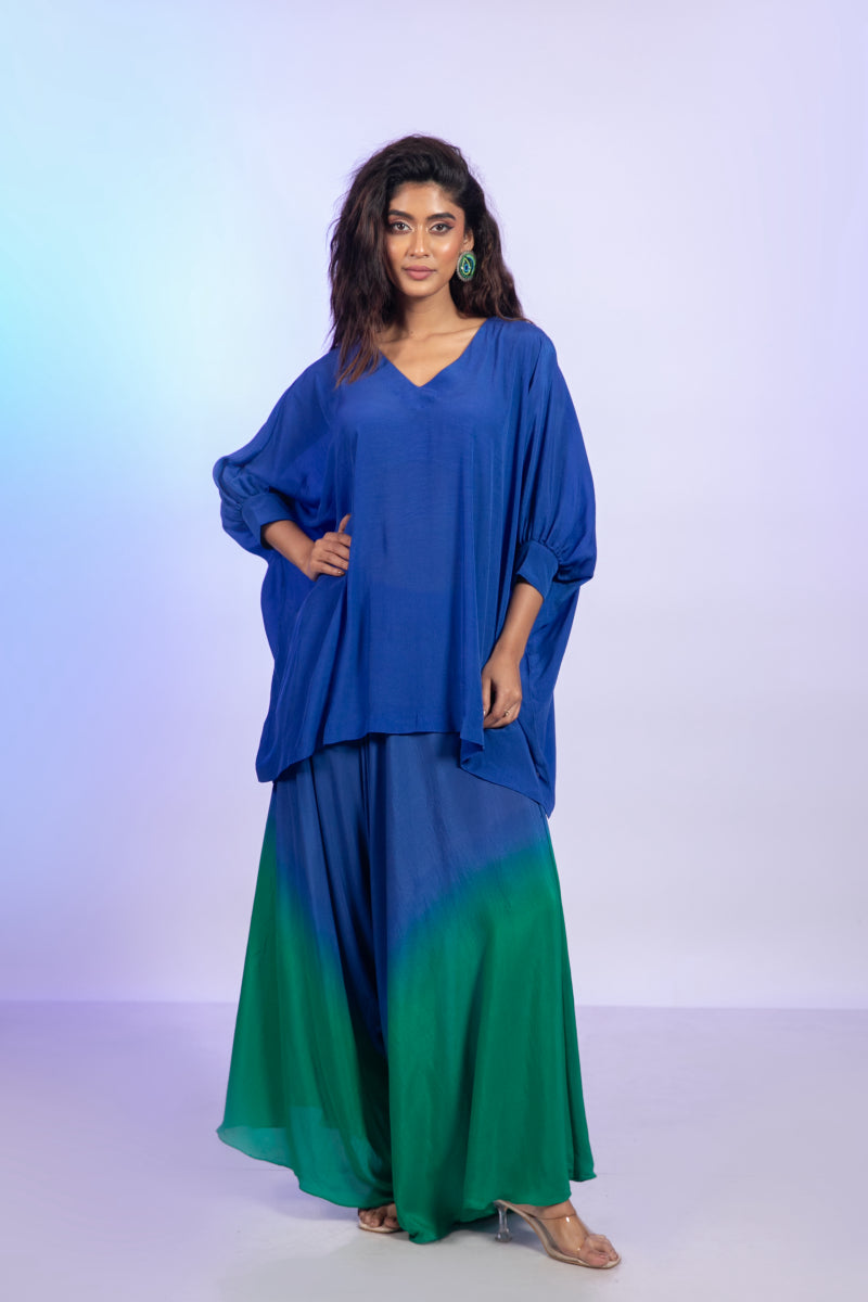 KAFTAN TOP WITH DRAPED PANTS