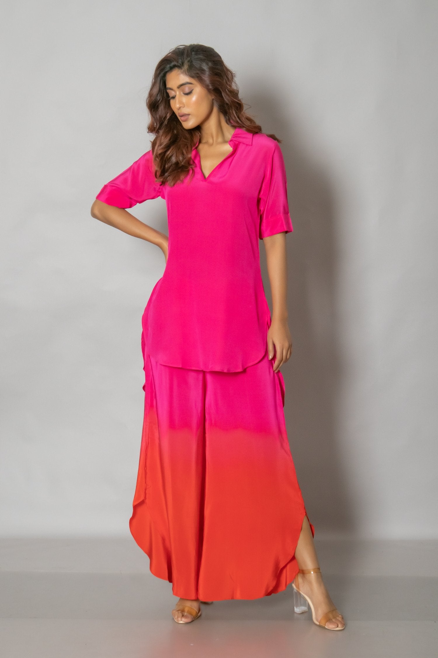 Ombre Pink Red Coord Set