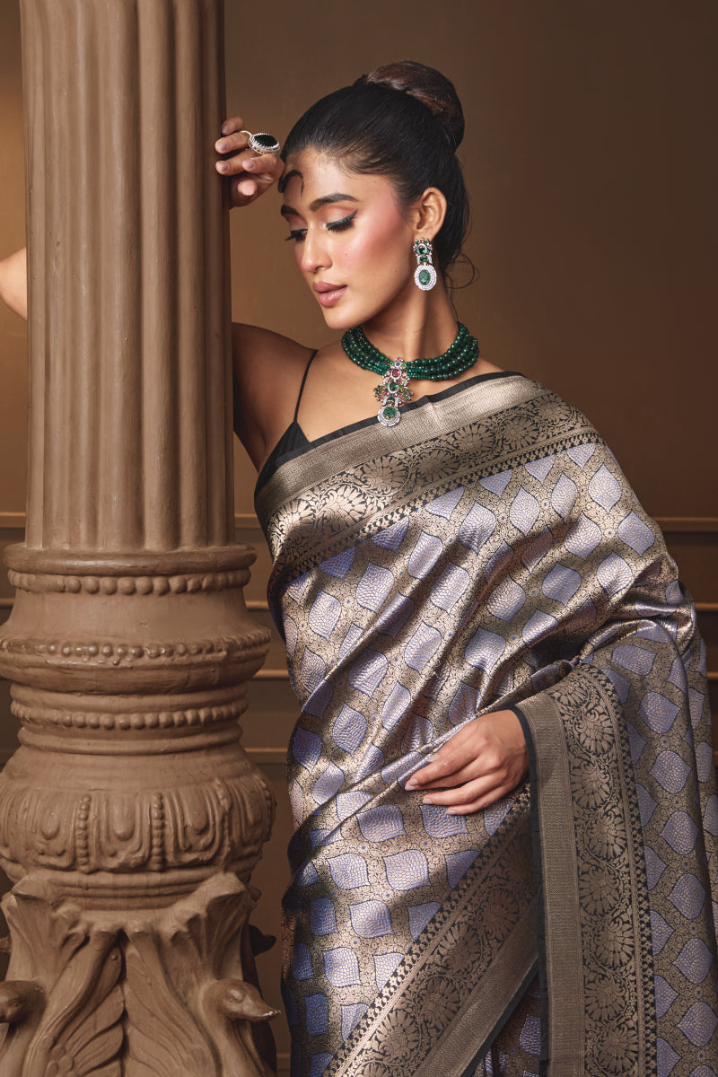 Black Brocade Saree
