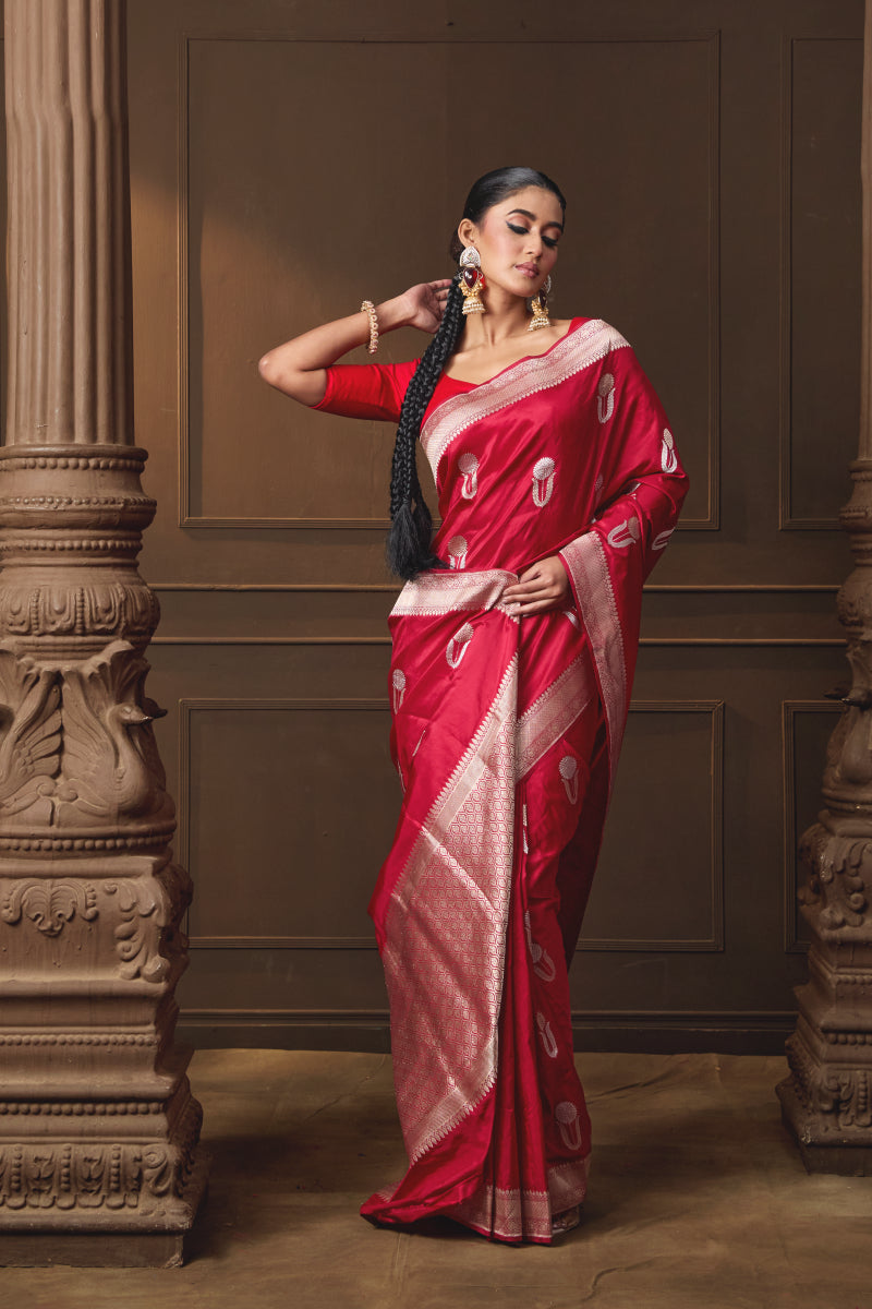 Red Kadhua Silk Saree