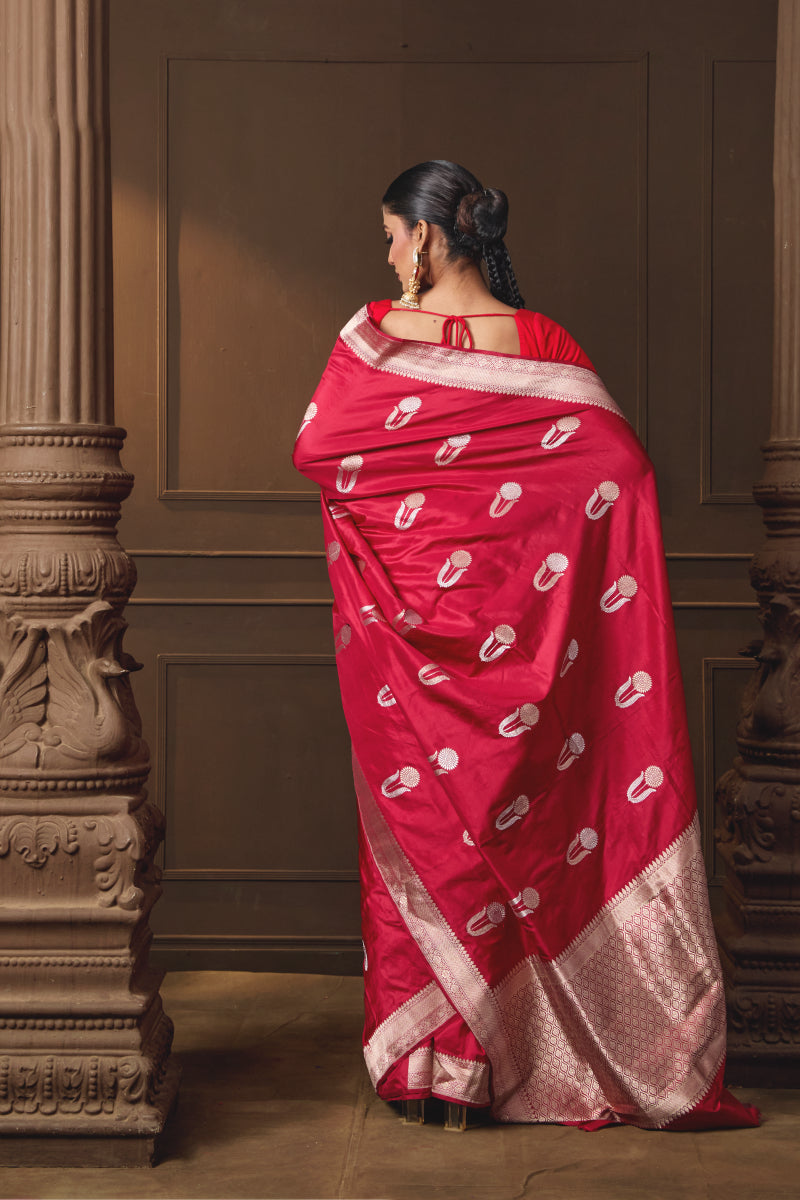 Red Kadhua Silk Saree