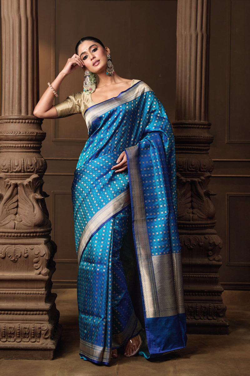 Blue Banarsi Silk Saree