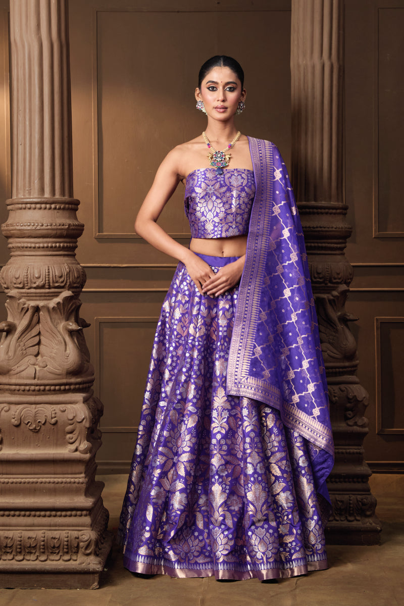 Purple Banarsi Silk Lehenga
