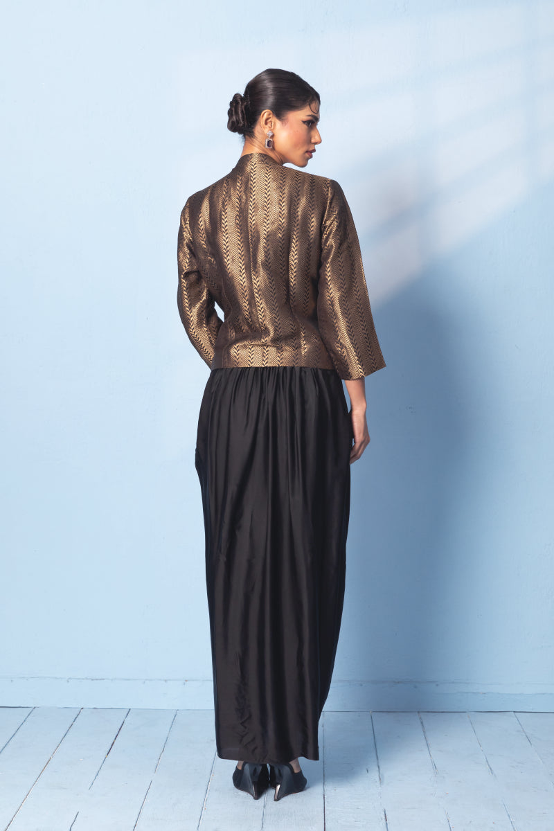 Brocade Jacket With Drape Skirt