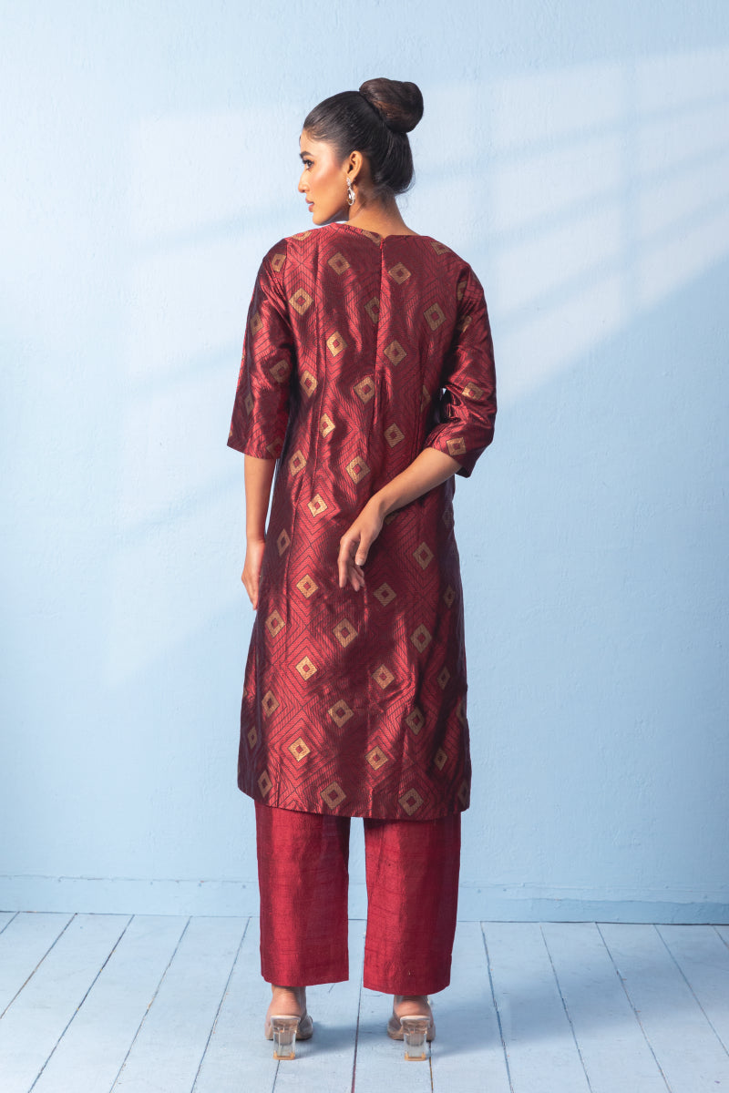 Tanchoi Kurta With Raw Silk Pant