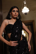 Load image into Gallery viewer, Black Pant Saree and Bustier
