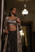 Load image into Gallery viewer, Ivory Straight Cape with Bralet and Olive Skirt
