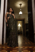 Load image into Gallery viewer, Olive Sequins Net Half-Half Saree With Corset Fit Bustier

