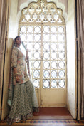 Load image into Gallery viewer, Beige Kurta with criss cross Sharara and Dupatta
