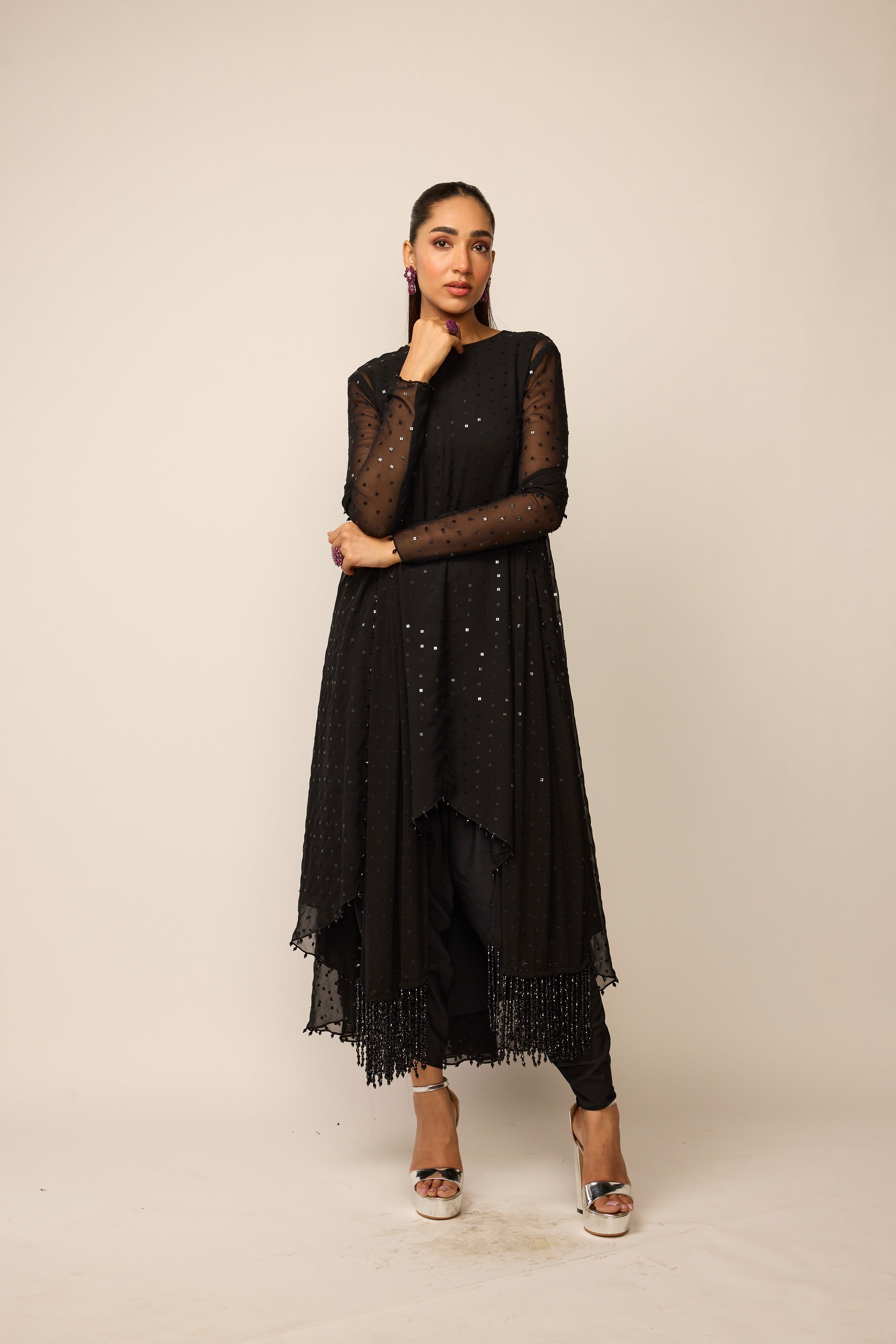Black Georgette Kurta Set