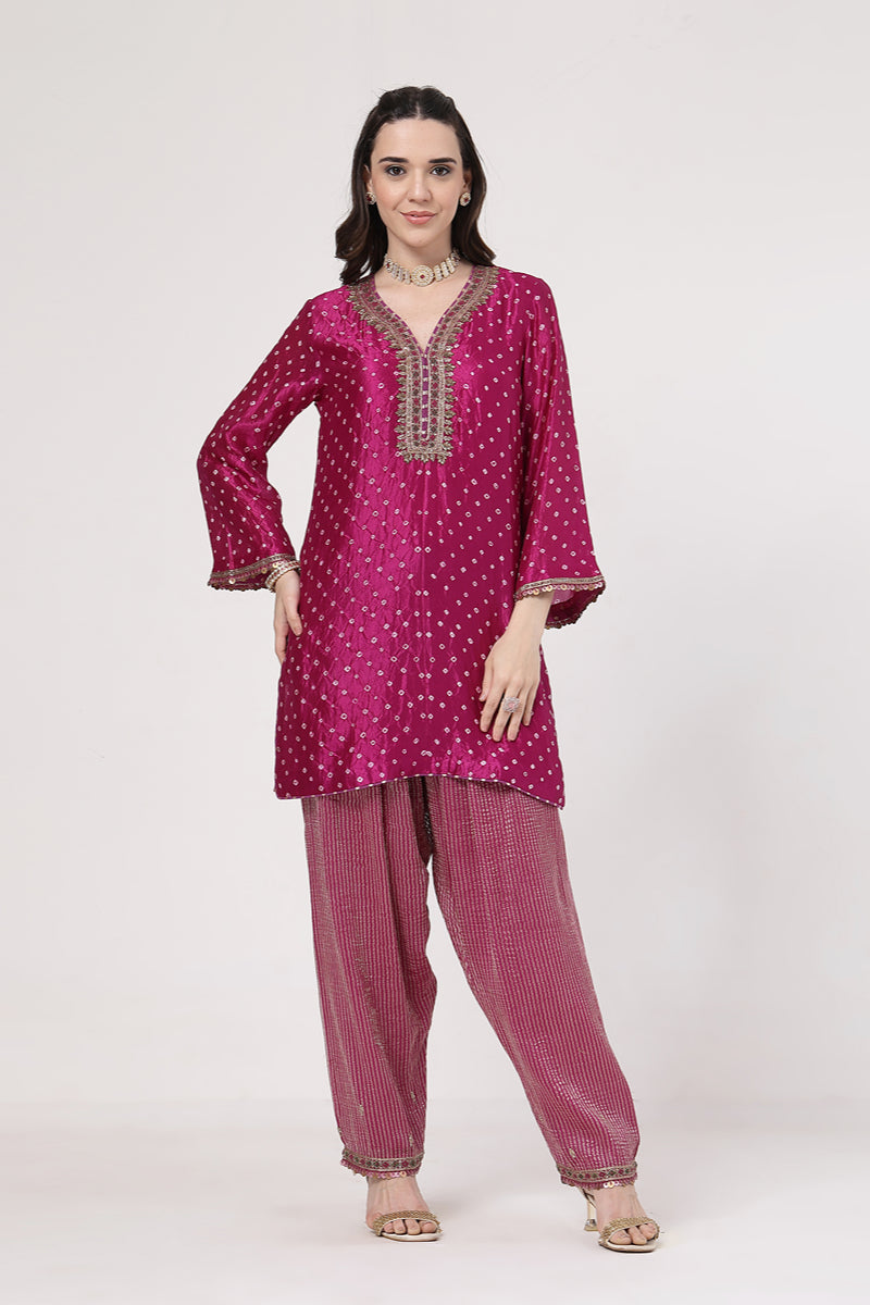 Violet Bandhani Salwar Set