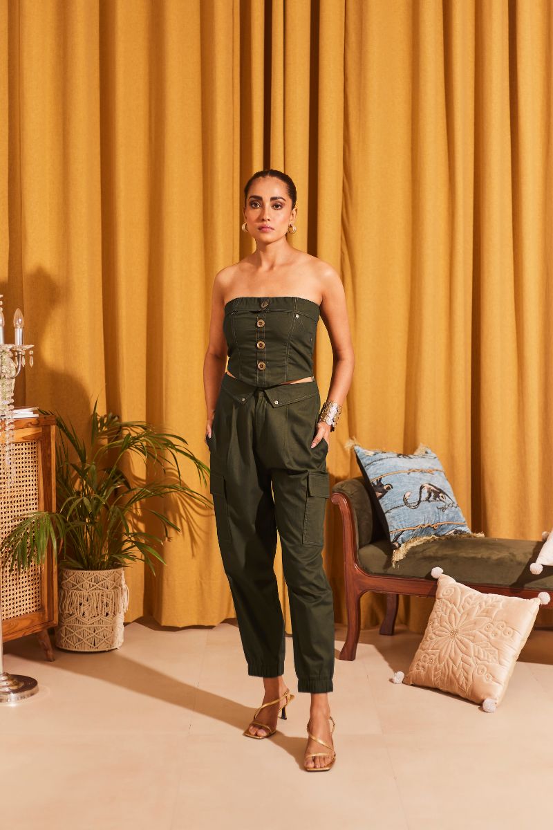 Olive Tube Top & Pants Set