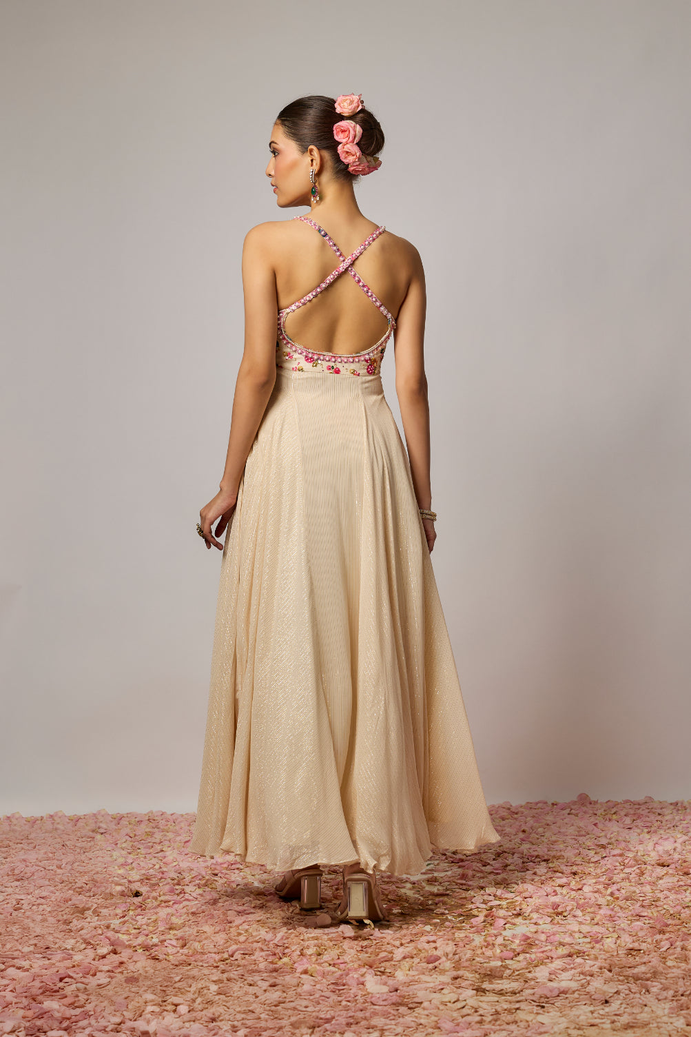 Ivory Georgette Embroidered Anarkali Set