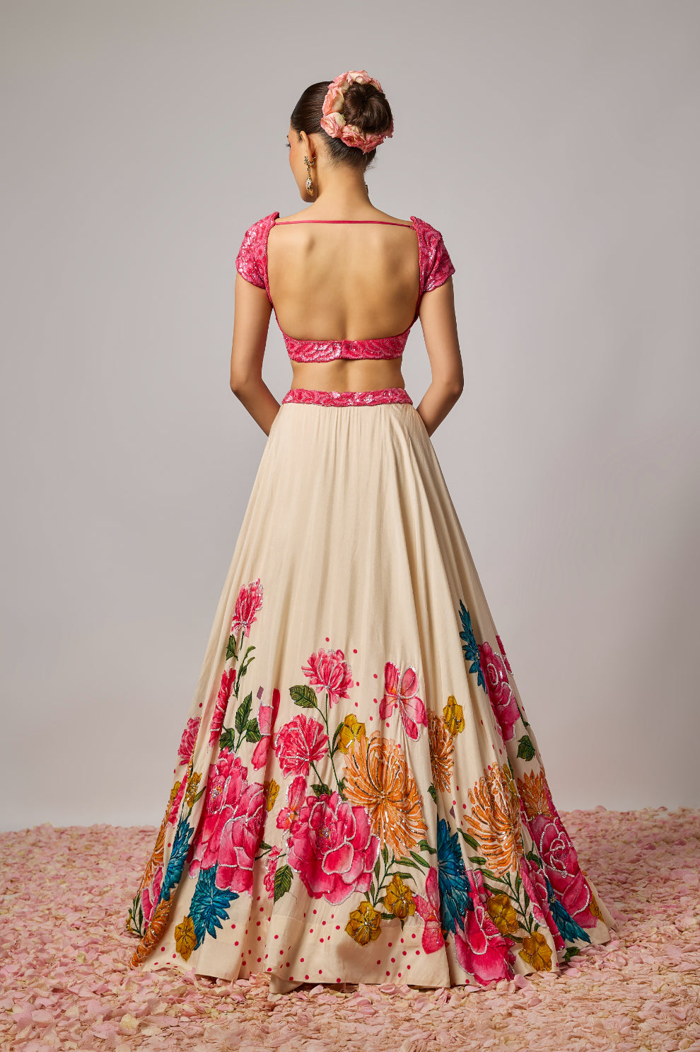 Ivory Dola Silk Floral Printed Lehenga Set