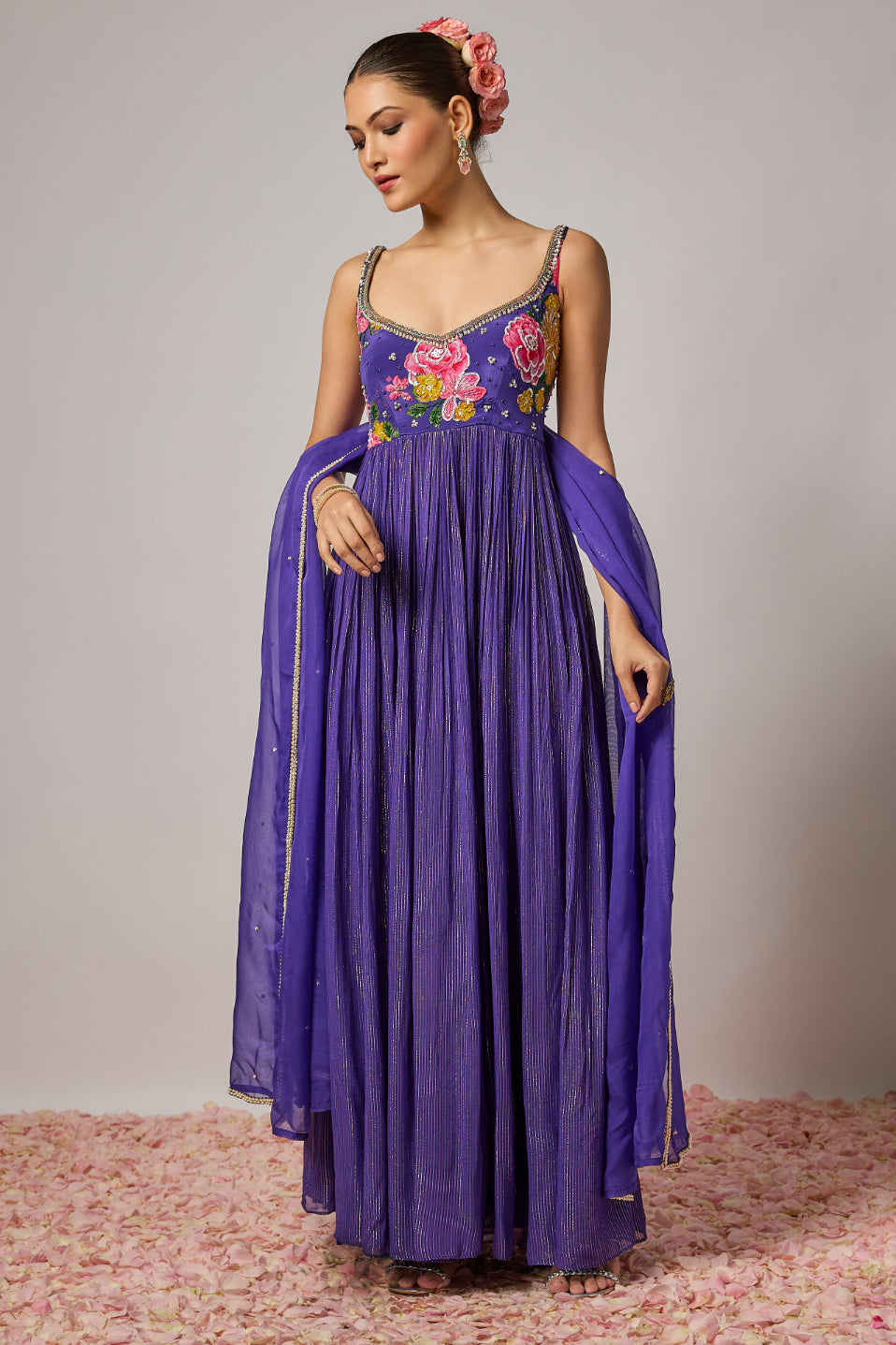 Hand Embroidered Floral Anarkali Set