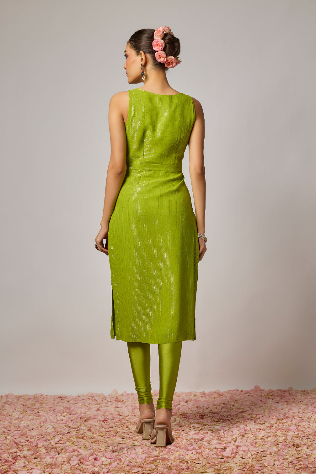 Mehendi Green Embroidered Floral Kurta Set