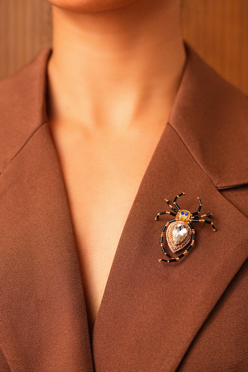 Blue Spider Brooch