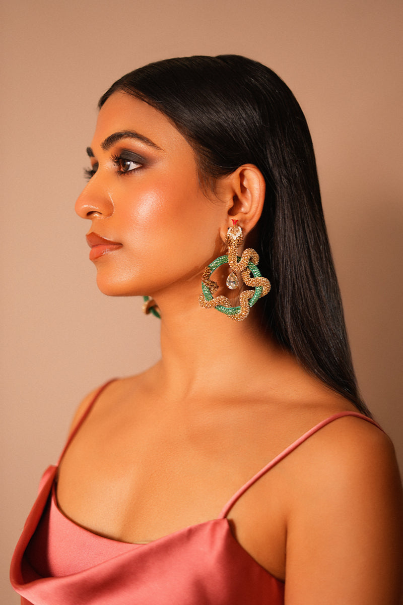 Green Snake Earrings