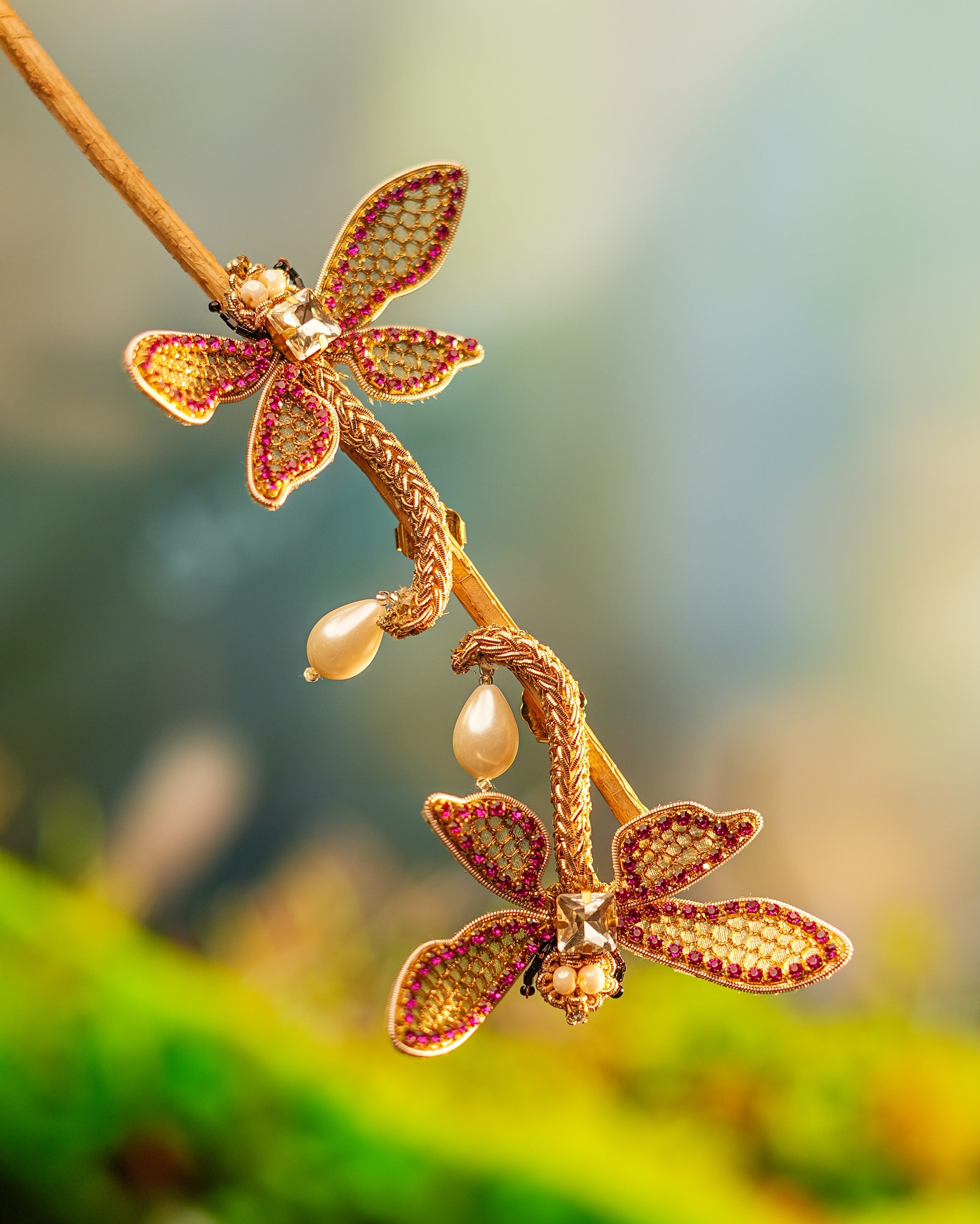 Pink Dragonfly Earrings