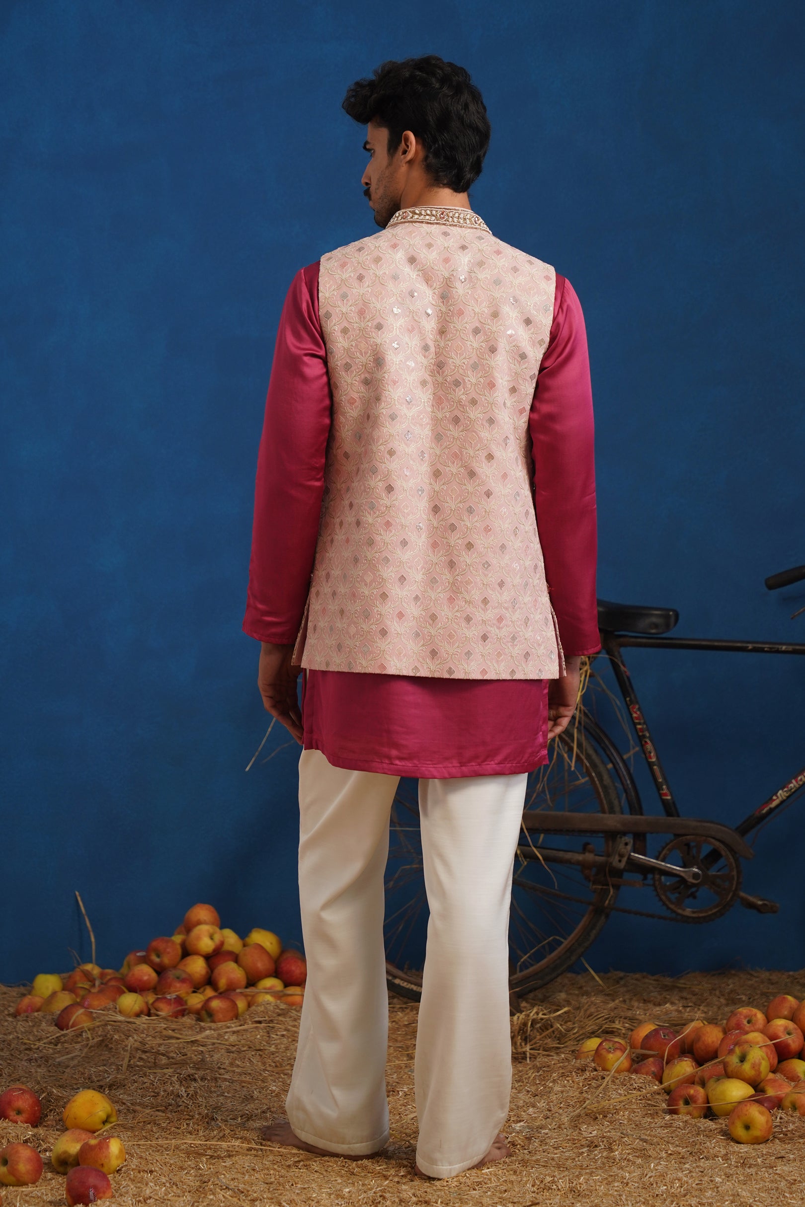 TRILOK PINK SHORT KURTA JACKET SET