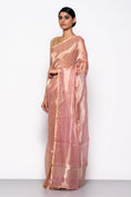 Load image into Gallery viewer, Handwoven Rose Pink Tissue Organza Saree
