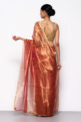 Load image into Gallery viewer, Handwoven Rust Red Tissue Organza Saree
