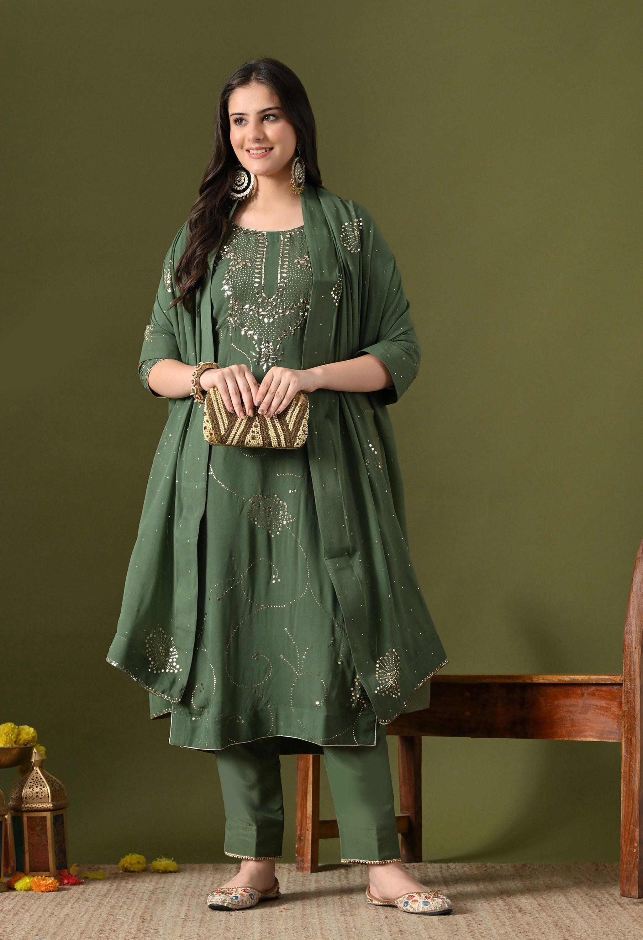 Green Kurta Set