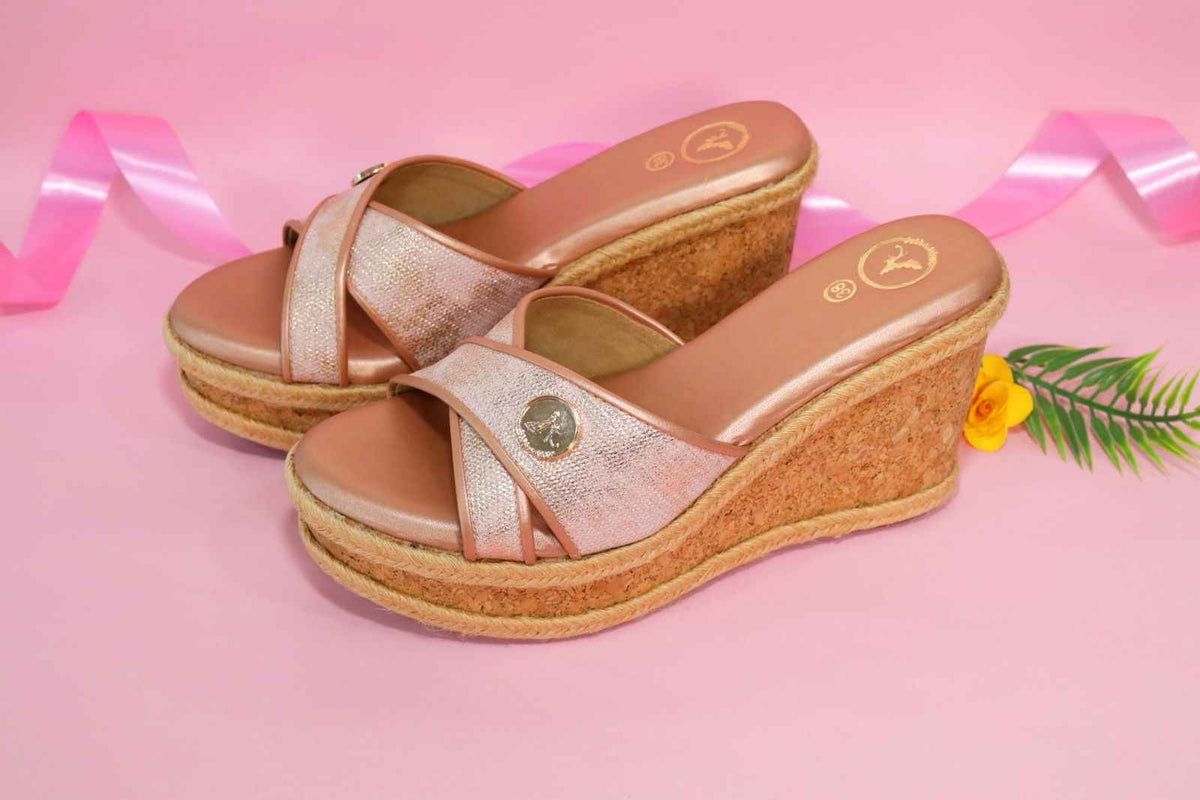 Sufi Cork Open Toe Pink Wedge