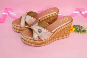 Sufi Cork Open Toe Pink Wedge