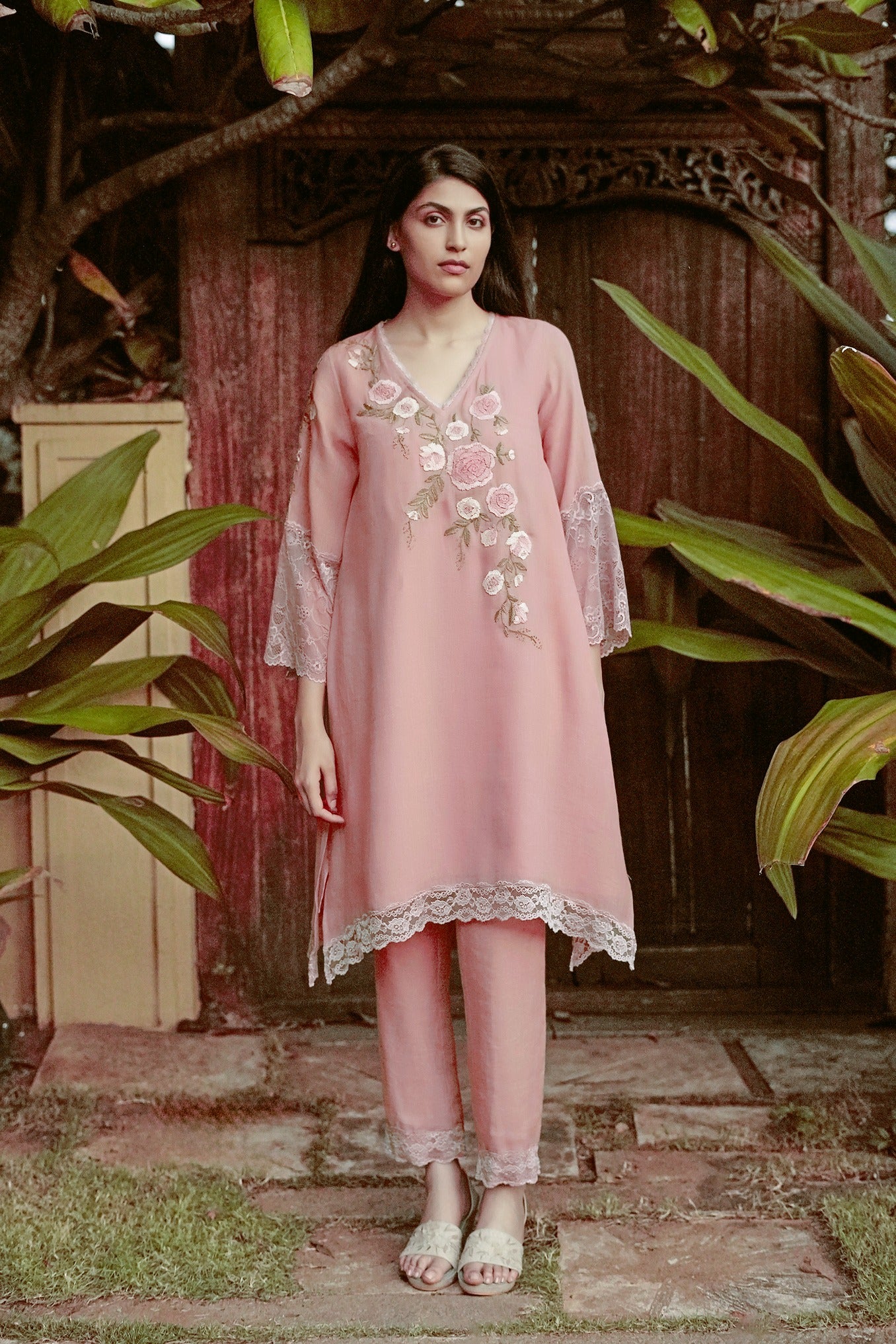 Whimsical garden Fly free Tunic Set - Rose Bud