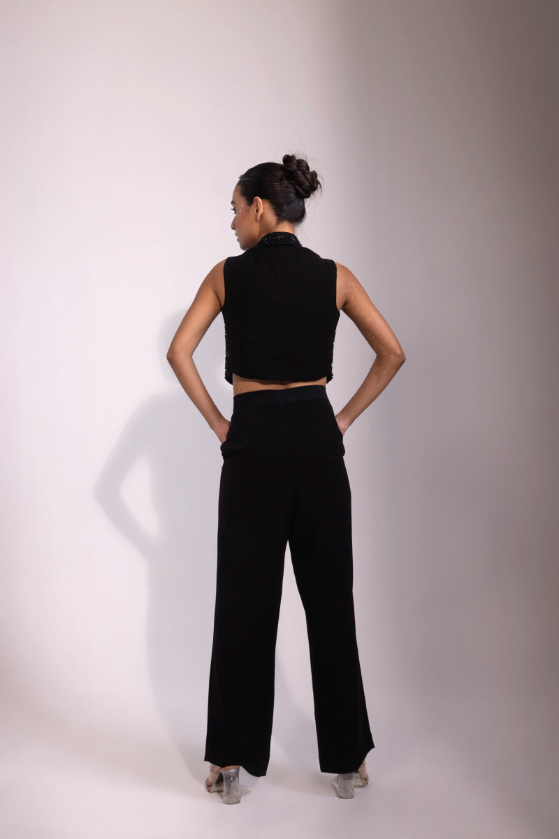 Black Beaded Floral Co-ord Set