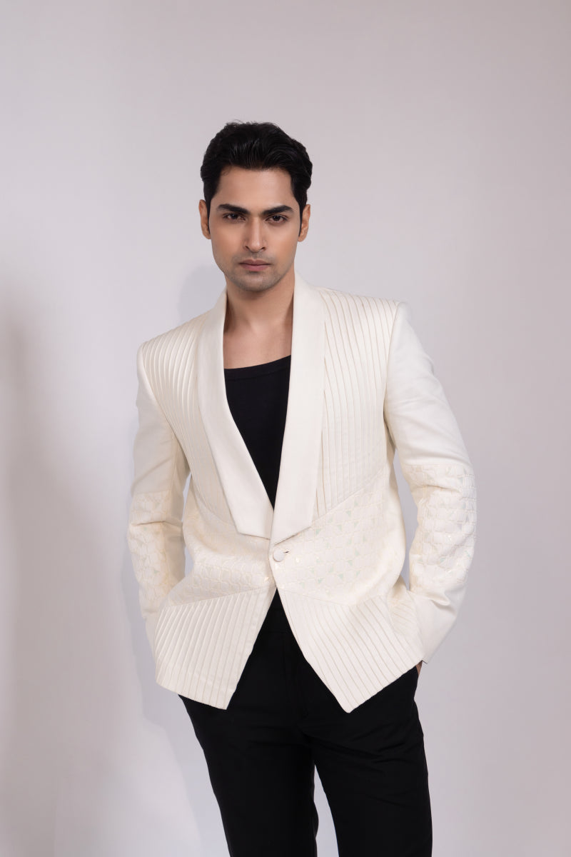 White Textured Blazer