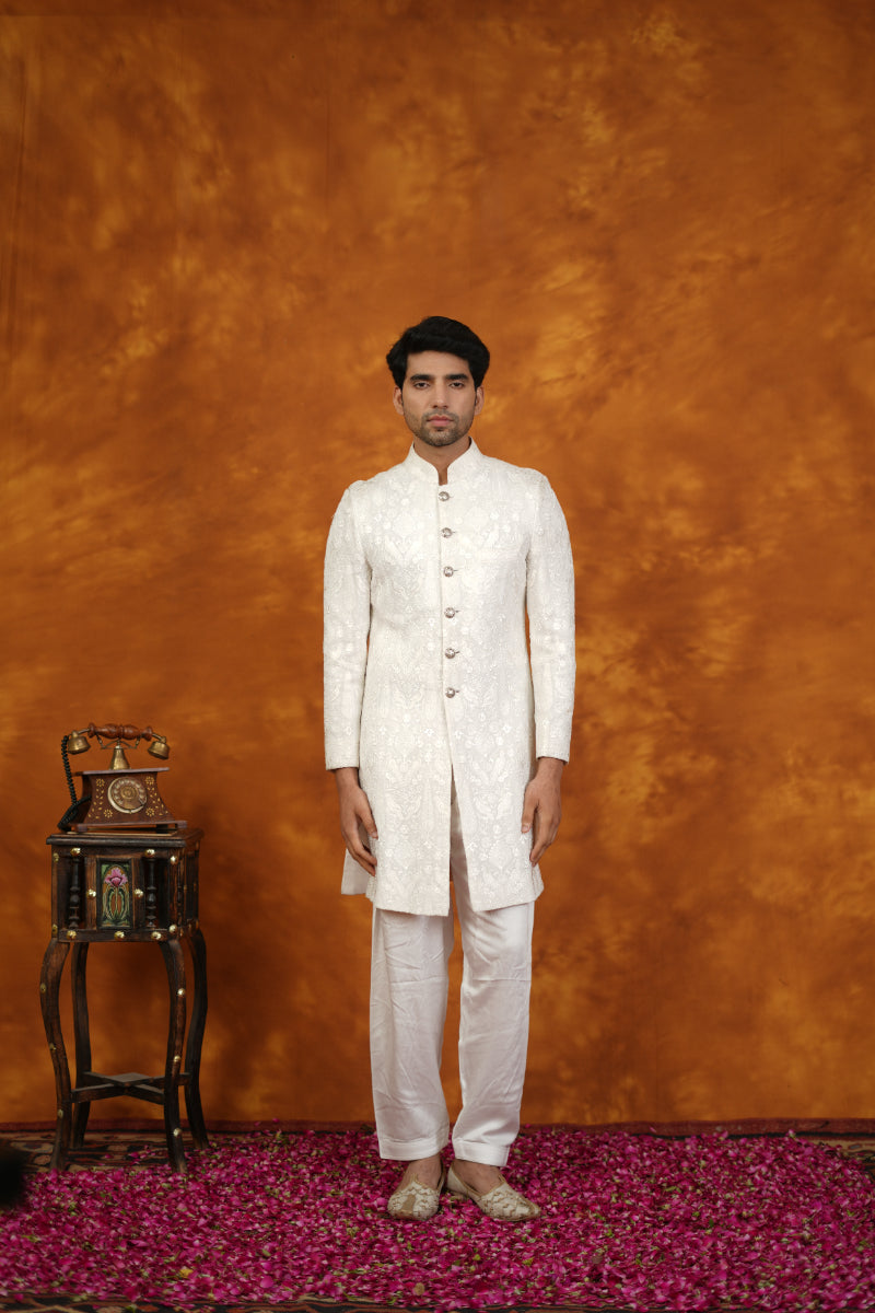 Ivory blend Silk Indo Western Set