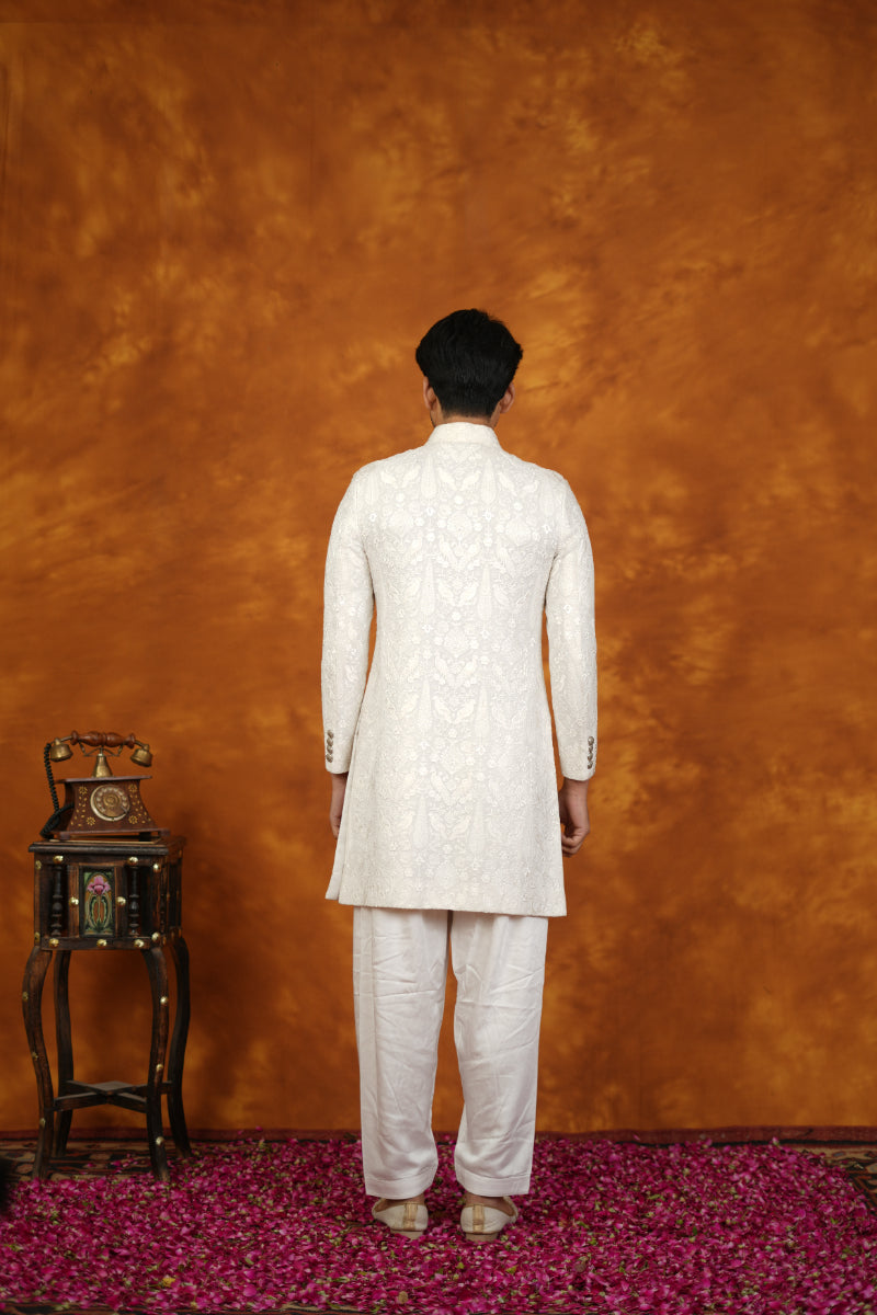 Ivory blend Silk Indo Western Set