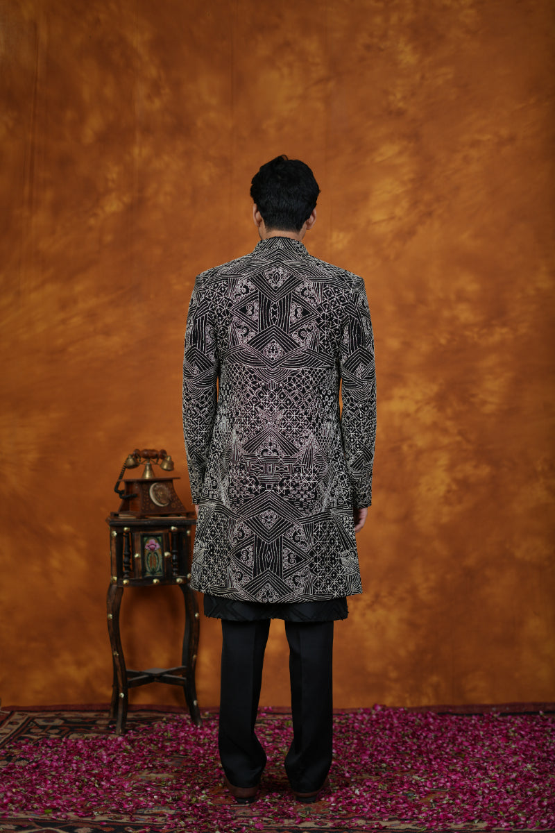 Black Japanese Suiting Indo western Set