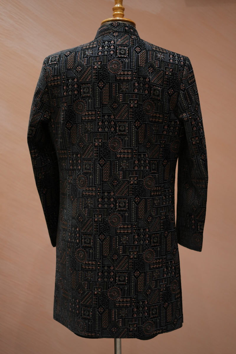 Dark Black Indo Western Set