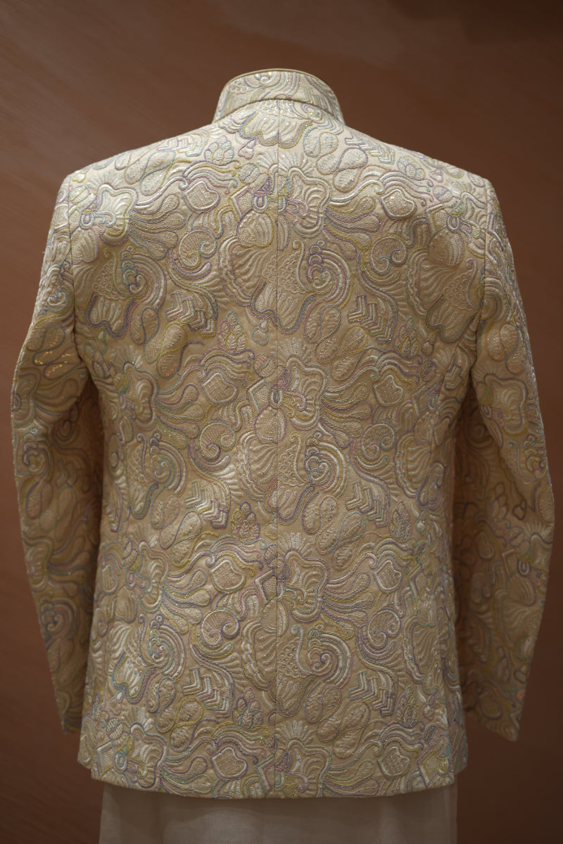 Almond white Indo Western set