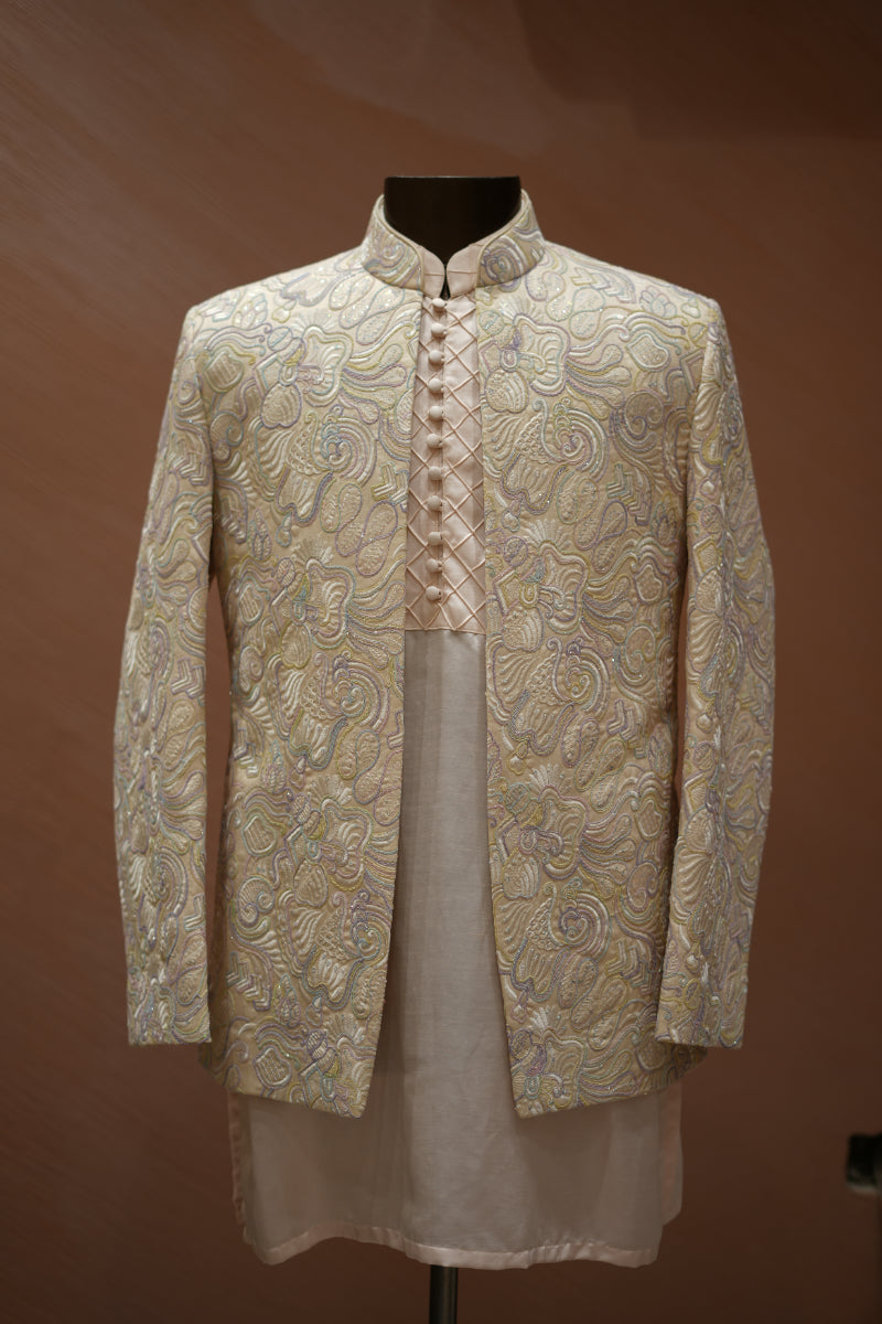 Almond white Indo Western set