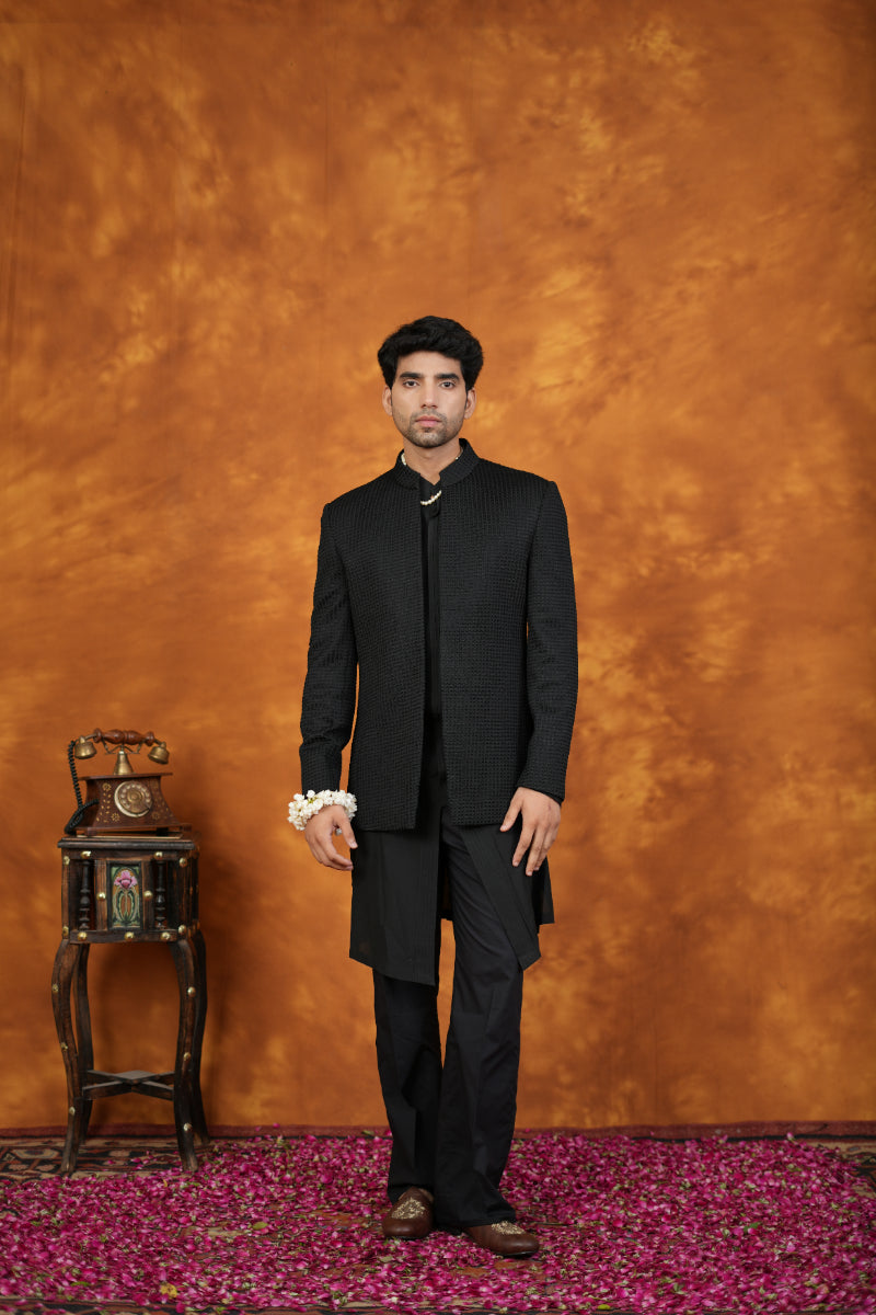 Azure Black Indo western Set