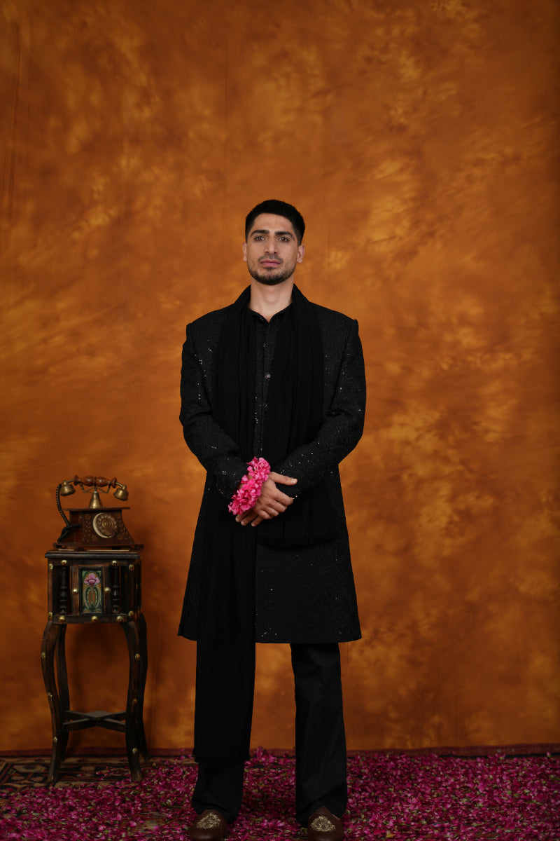 Pitch Black Indo Western Set