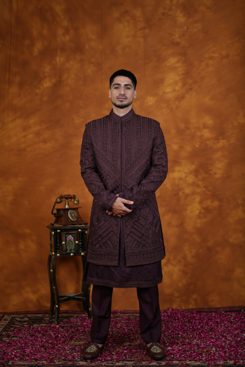 Wine Japenese Indo Western Set