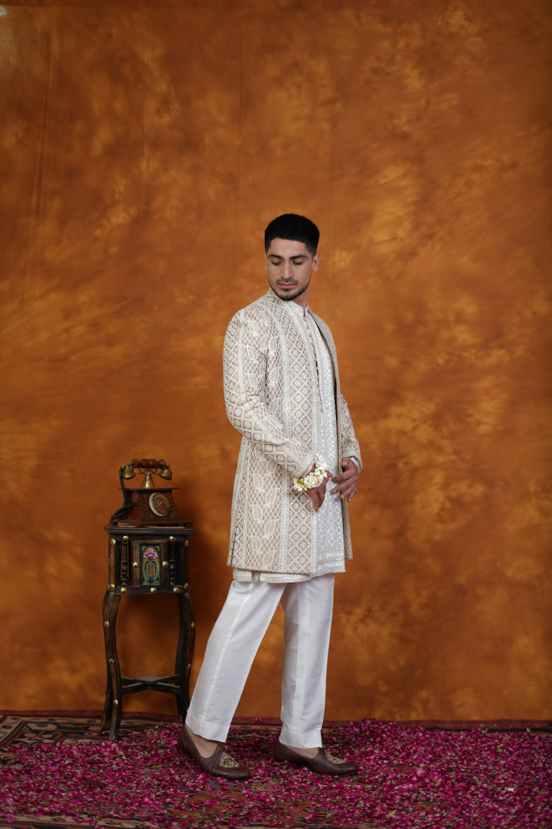 White Indo Western Set