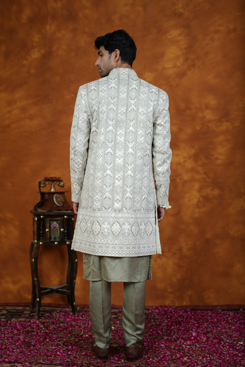 Ivory Green Indo Western Set