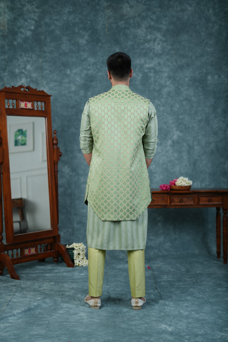 Pista Green Bandi Kurta Set