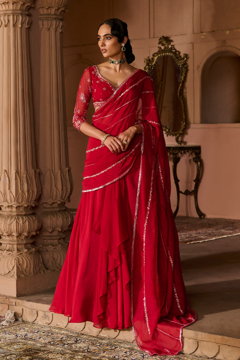 Pre Stiched Saree Set